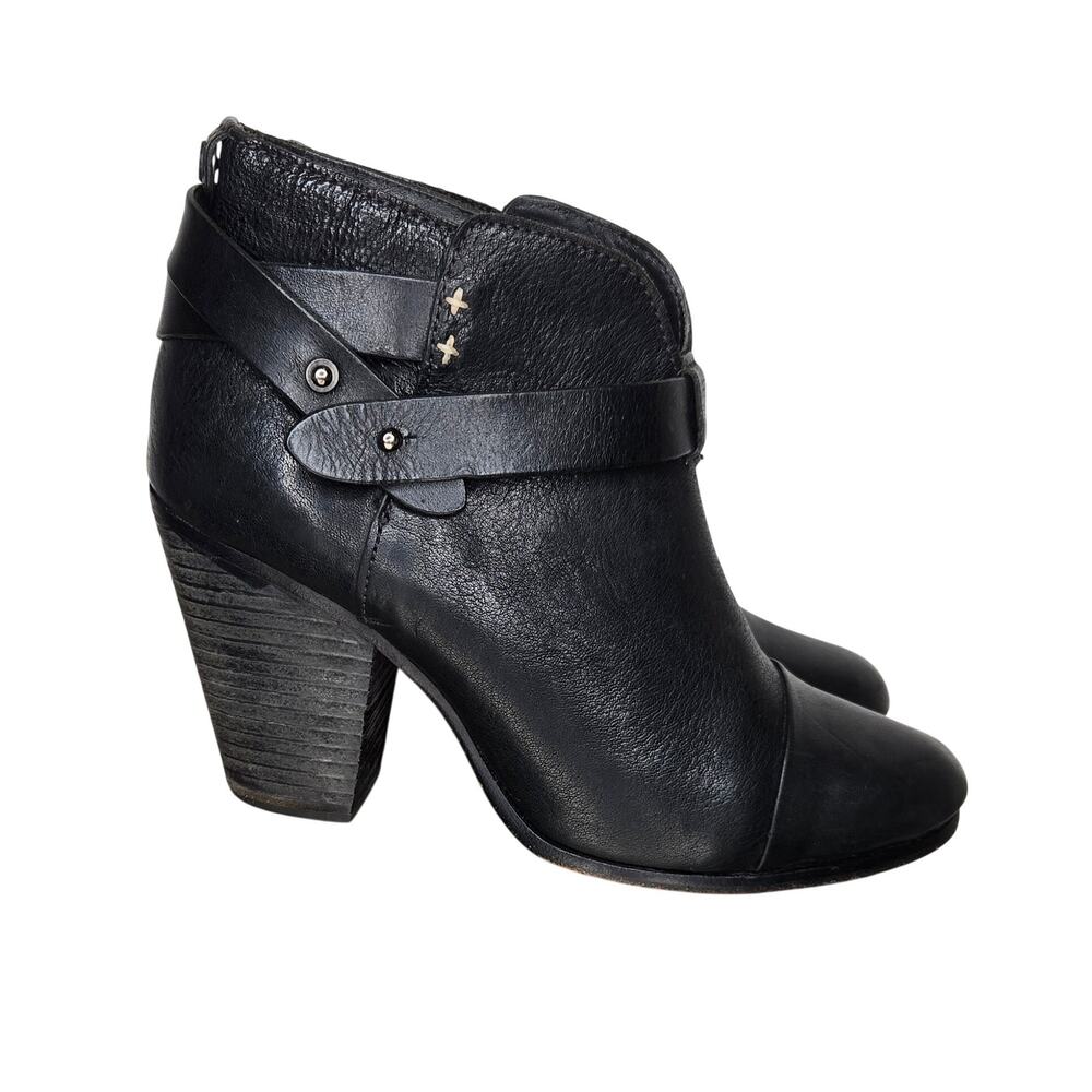RAG & BONE Harrow Ankle Booties Black Leather Size 39